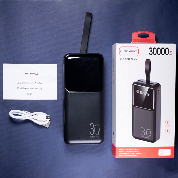 پاوربانک لوینو مدل N-22 با ظرفیت 30000 میلی آمپر ساعت